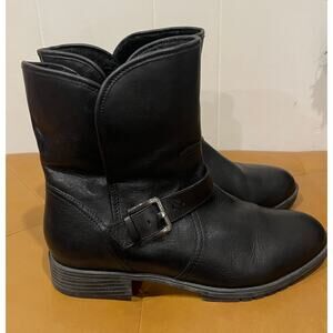 NATURALIZER Womens Black Non-Slip Gloriah Round Toe Block Heel Zip-Up Moto 8.5 M